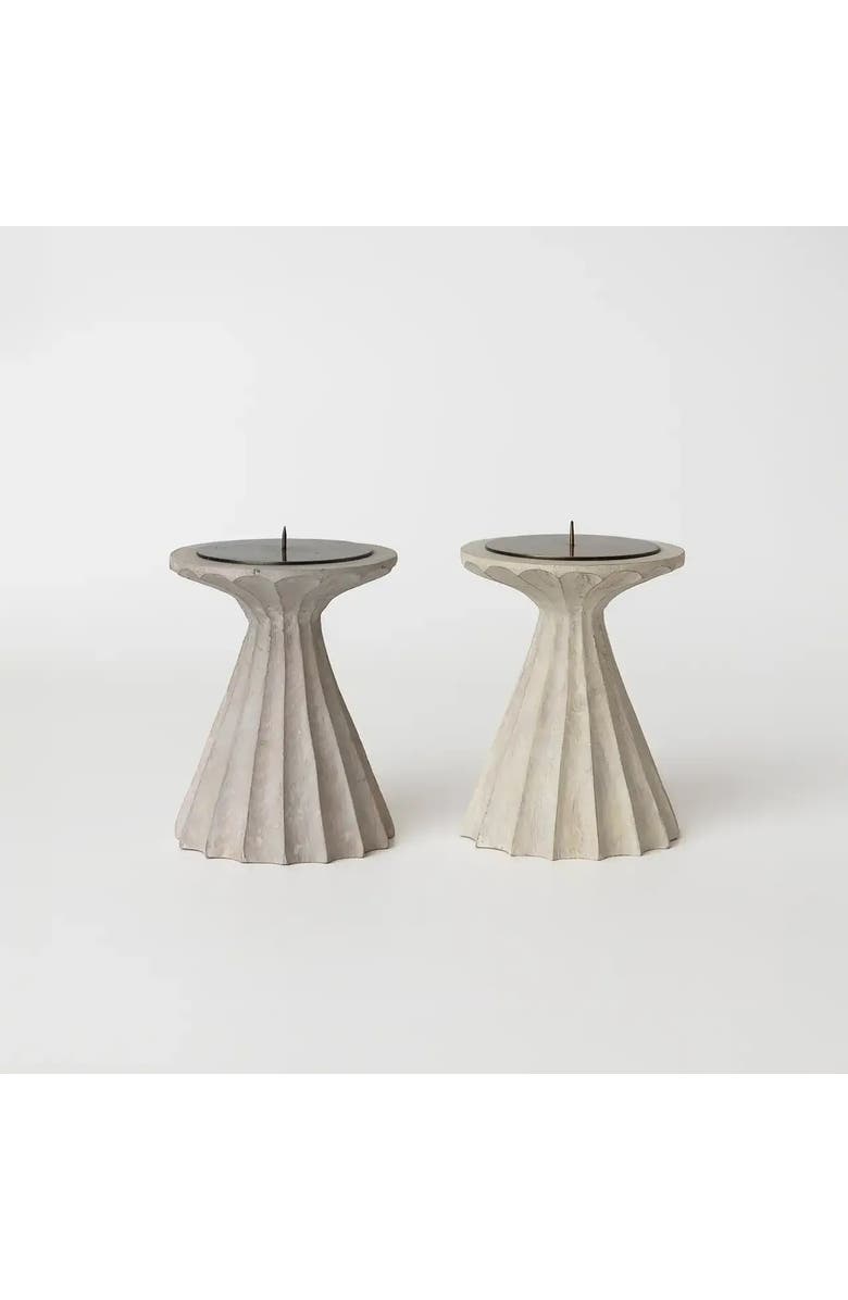 House of Revelry Bleached Tall Pillar Candle Holder, Alternate, color, Whitewash