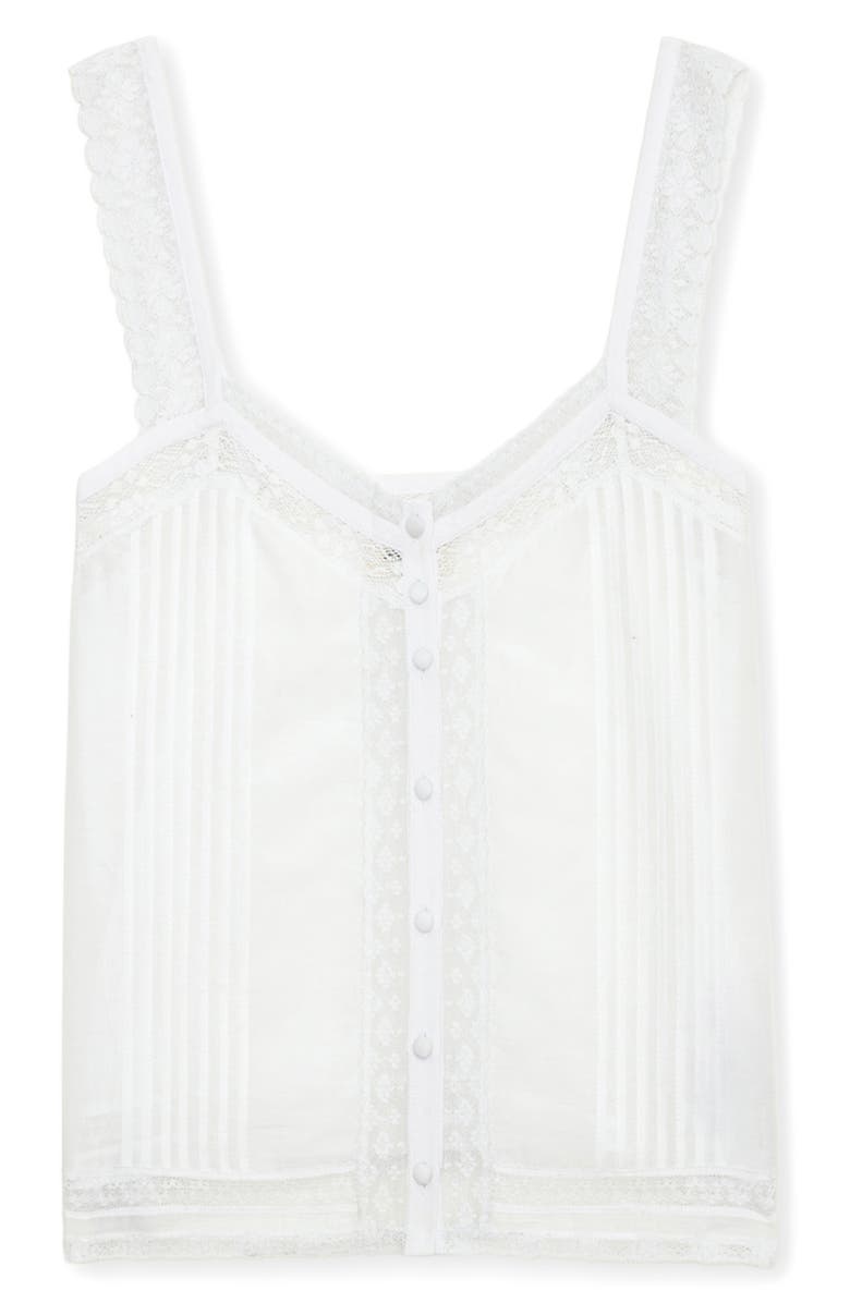 Zadig & Voltaire Celite Tomboy Lace Accent Button-Up Camisole, Alternate, color, Judo
