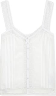 Zadig & Voltaire Celite Tomboy Lace Accent Button-Up Camisole