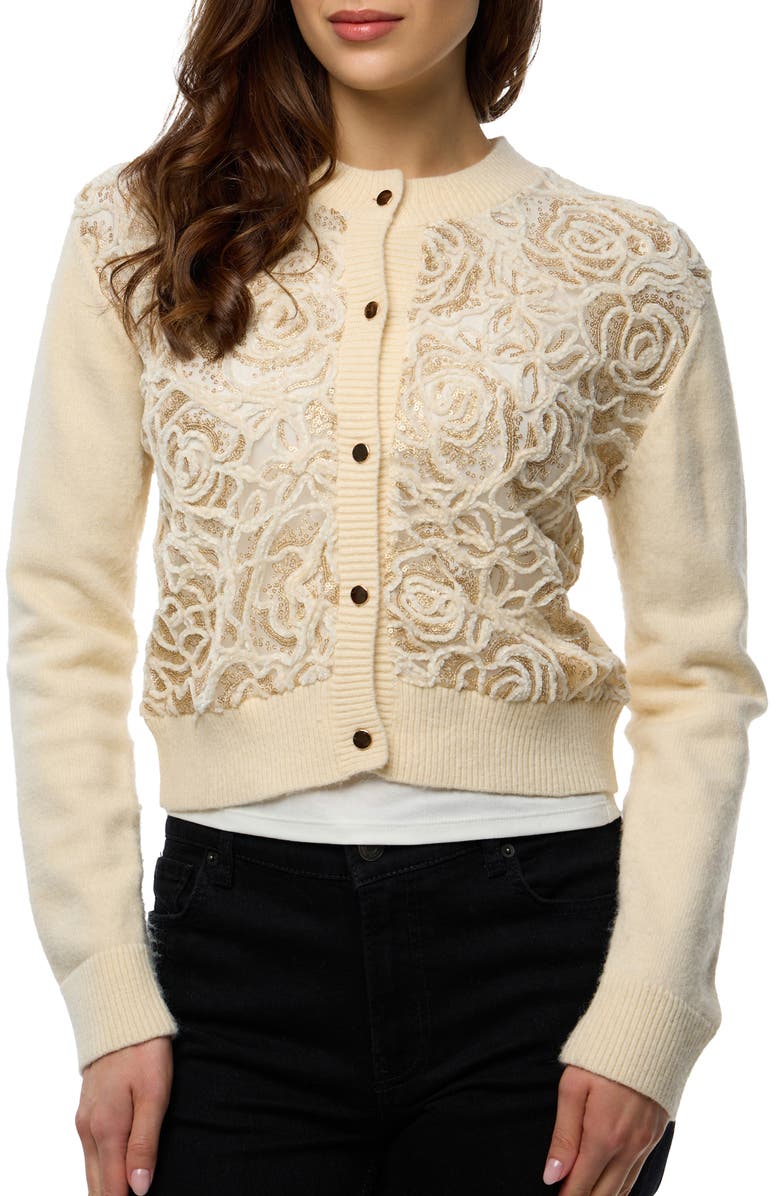 SAACHI Flora Sketch Cardigan, Main, color, Ivory