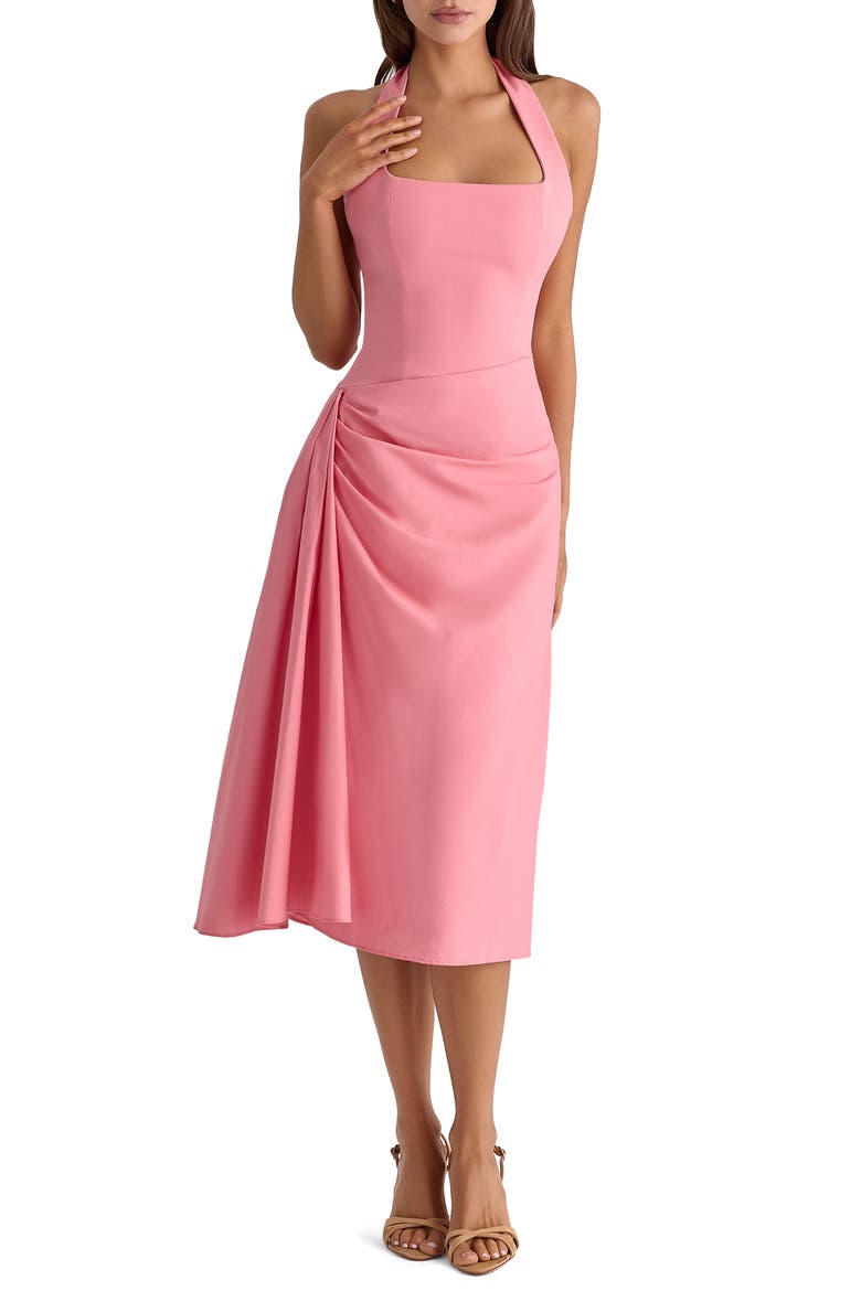 tulliah off shoulder midi dress Tulliah Off Shoulder Midi Dress - Pink Jacquard
