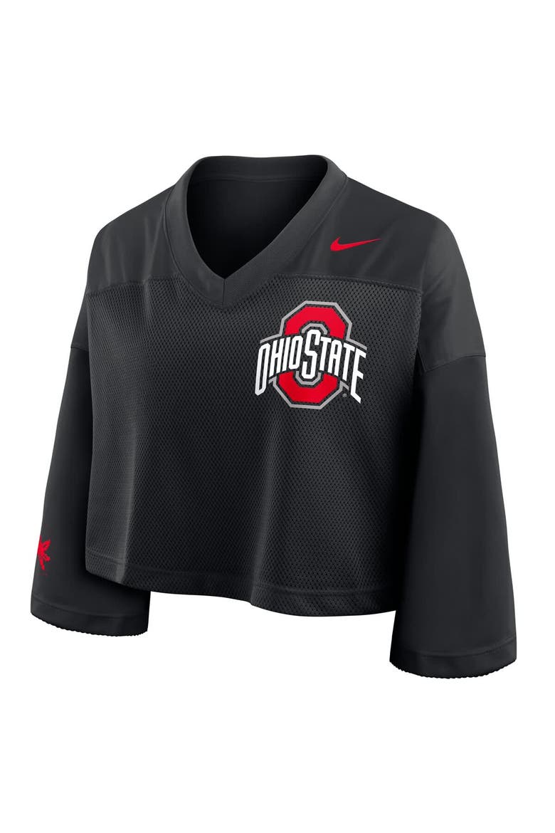 Women's Nike Black Ohio State Buckeyes Cropped Mesh Fashion Jersey, Alternate, color, Black
