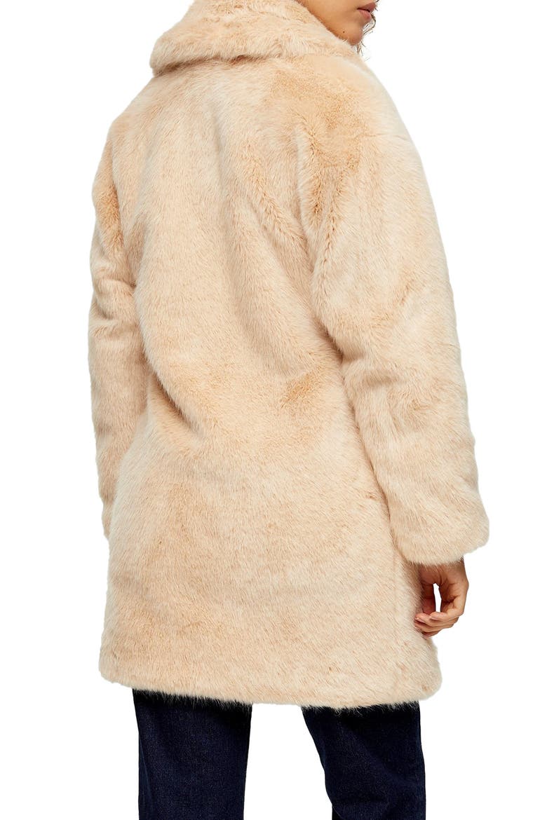 Eclipse Luxe Faux Fur Coat, Alternate, color, NUDE