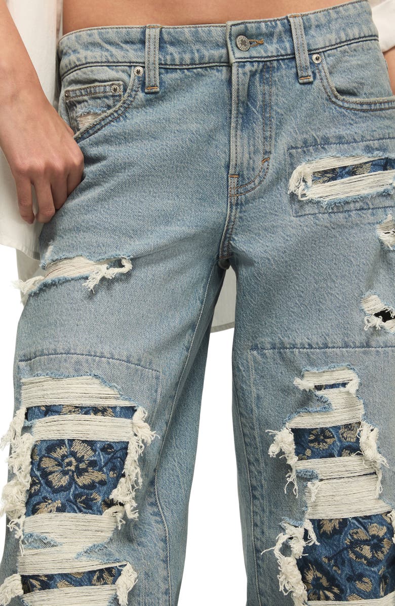 Lucky Brand Lucky Legend Ripped & Repaired Baggy Jeans, Alternate, color, Skipping Flowers Wash