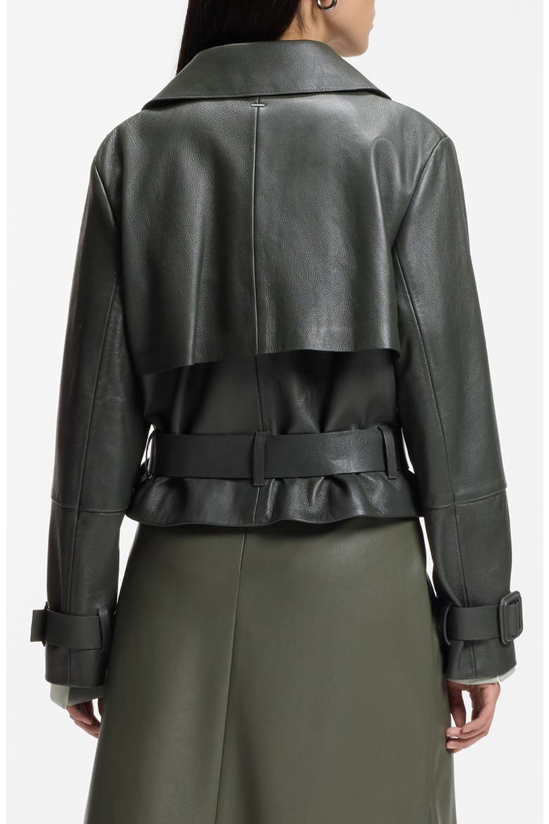 Satela Leather Jacket, Alternate, color, TEA LEAF