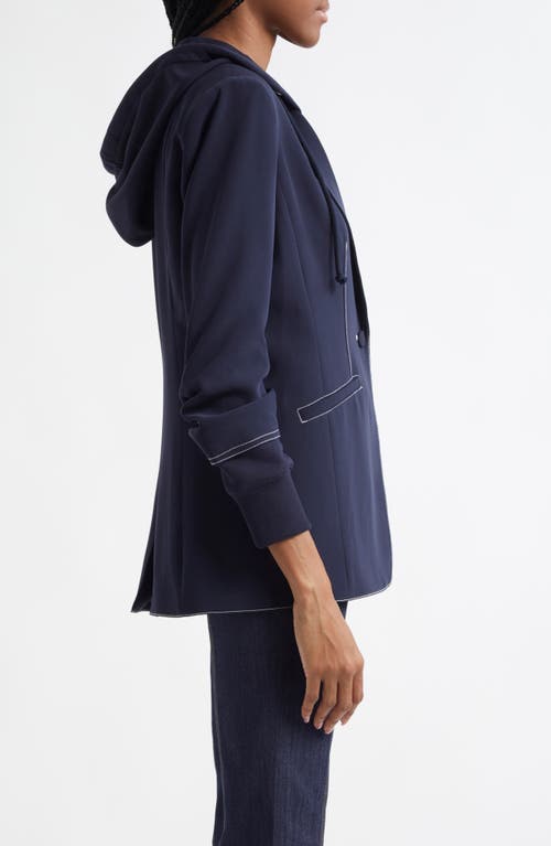 Cinq À Sept Cinq A Sept Khloe Topstitch Hooded Blazer In Navy