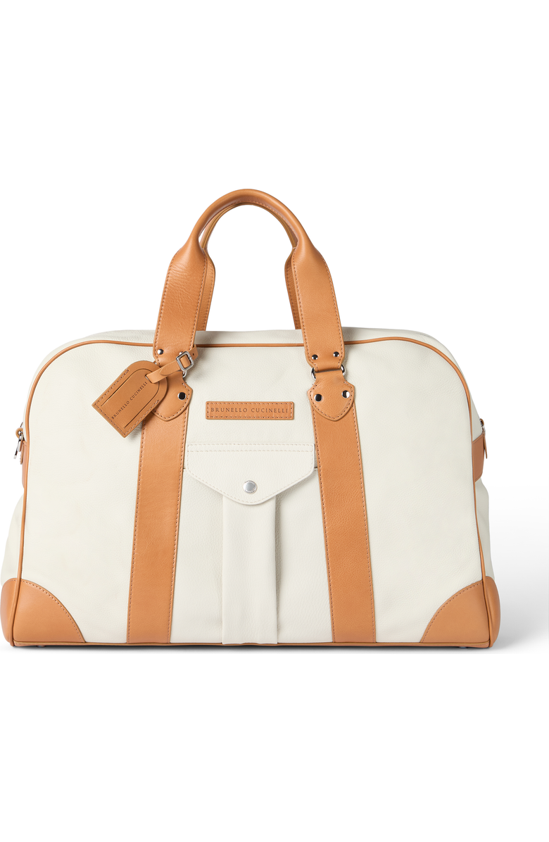 Brunello Cucinelli Grained calfskin street bag, Main, color, Ivory