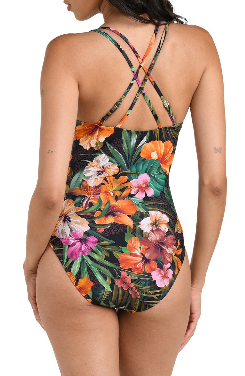 La Blanca Tropical Hideaway Underwire One-Piece Swimsuit, Alternate, color, Orange Multi