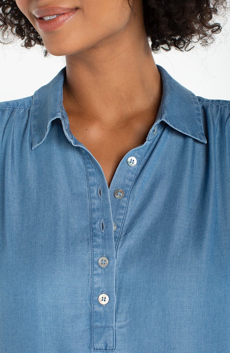Liverpool Los Angeles Popover Chambray Top, Alternate, color, Sunlit Blue