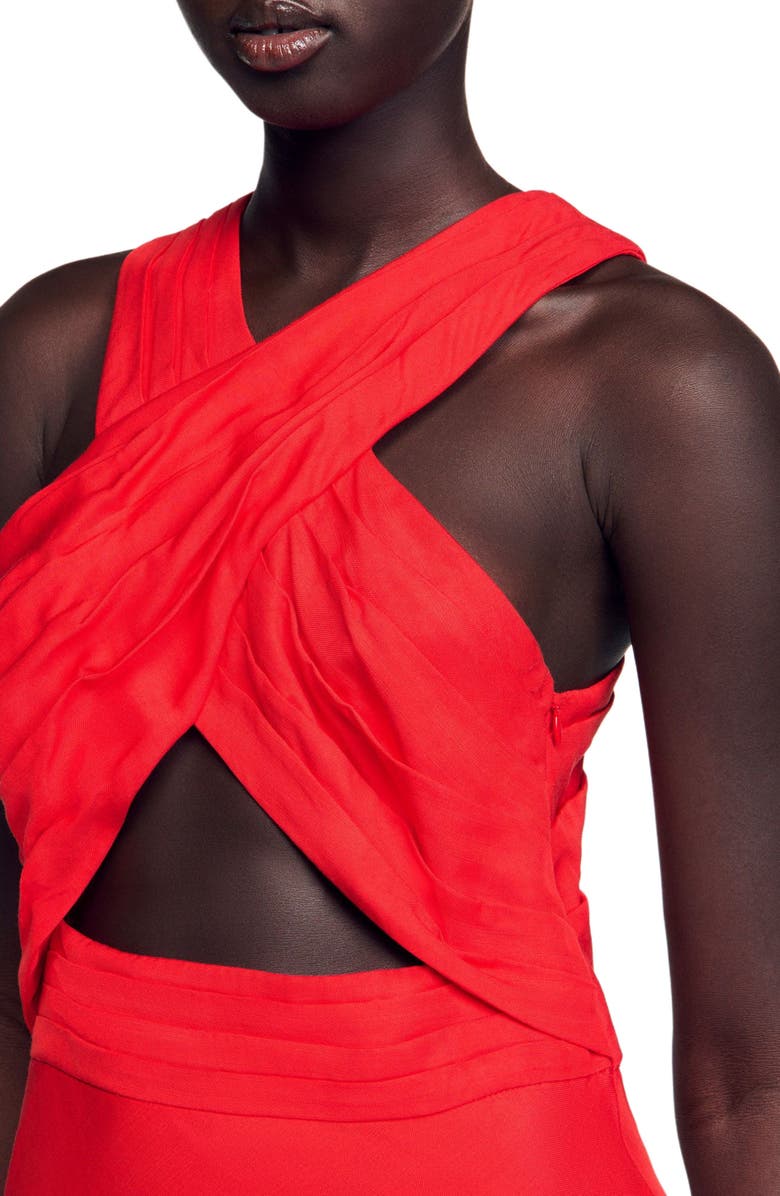 SANDRO Long wraparound dress, Alternate, color, Red