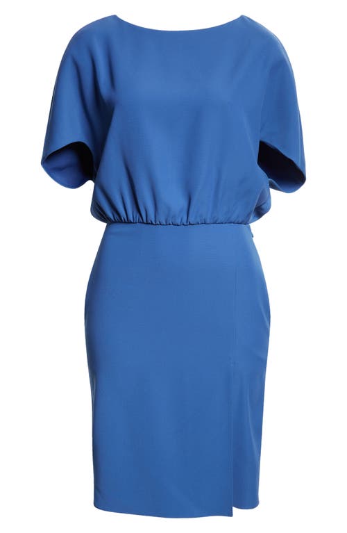 Emporio Armani Cape-sleeve Cady Dress In Cobalt Blue