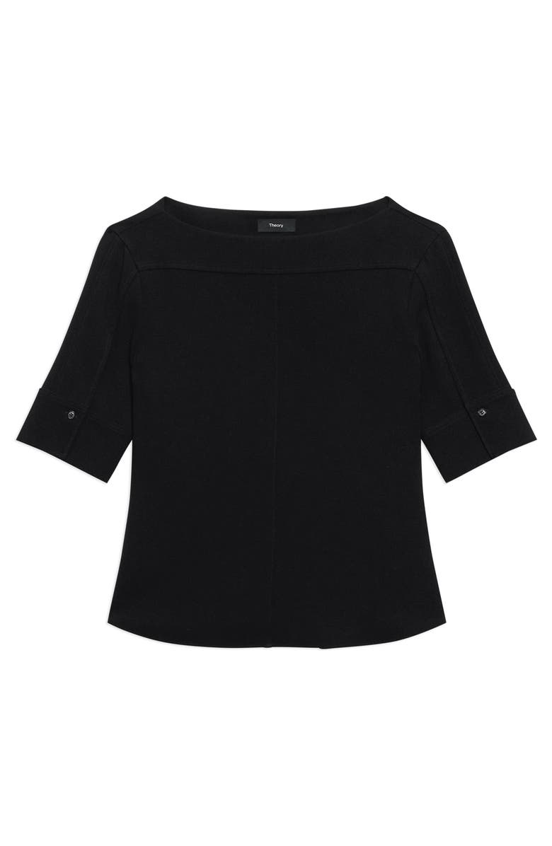 Theory Elbow Sleeve Boat Neck Top, Alternate, color, Black