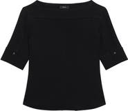 Theory Elbow Sleeve Boat Neck Top