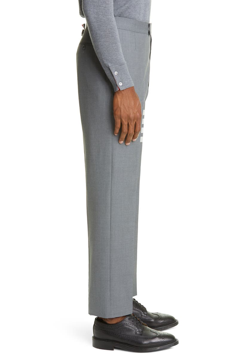 Thom Browne 4-Bar Mélange Wool Pants, Alternate, color, Med Grey