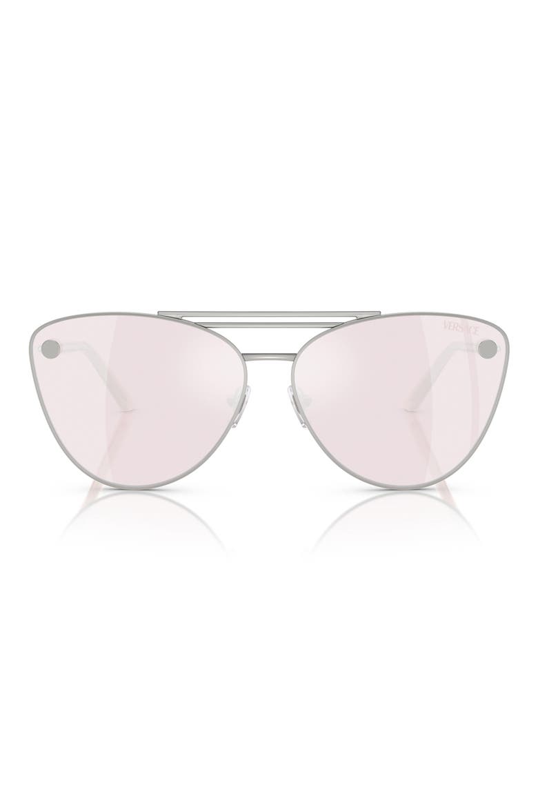 64mm Oversize Cat Eye Sunglasses, Main, color, SILVER/ PINK
