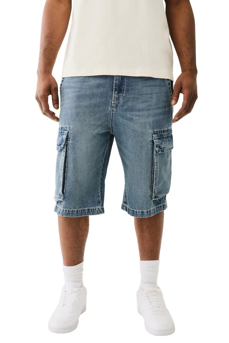 True Religion Vinny Ultra Baggy Denim Cargo Shorts (Men) | Nordstrom