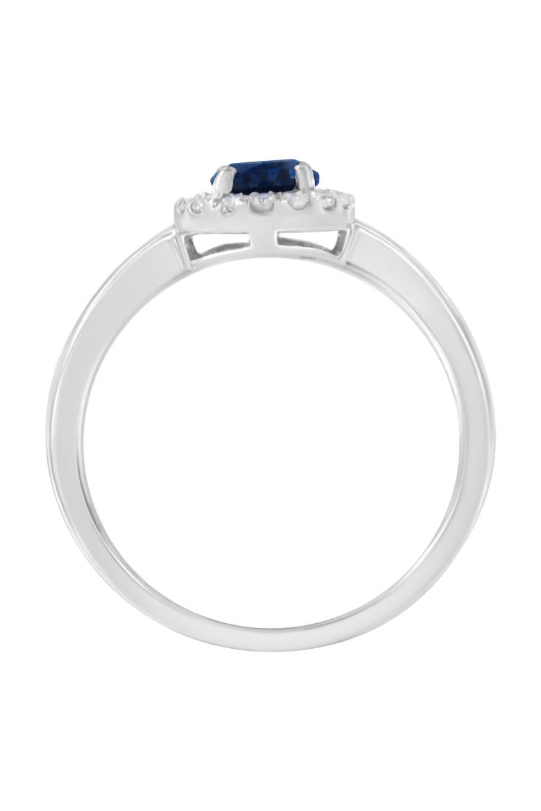 10K Gold 1/5 Cttw Diamond and Blue Sapphire Halo Cocktail Ring, Alternate, color, Blue Sapphire