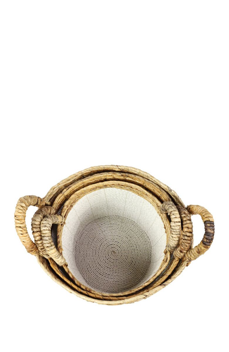 GINGER BIRCH STUDIO White Seagrass Handmade Two-Tone Storage Basket with Handles - Set of 3, Alternate, color,
