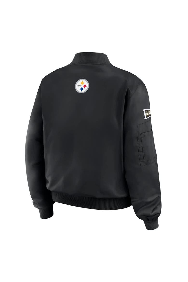 Women's WEAR by Erin Andrews Black Pittsburgh Steelers Patch Full-Zip Bomber Jacket, Alternate, color, Black