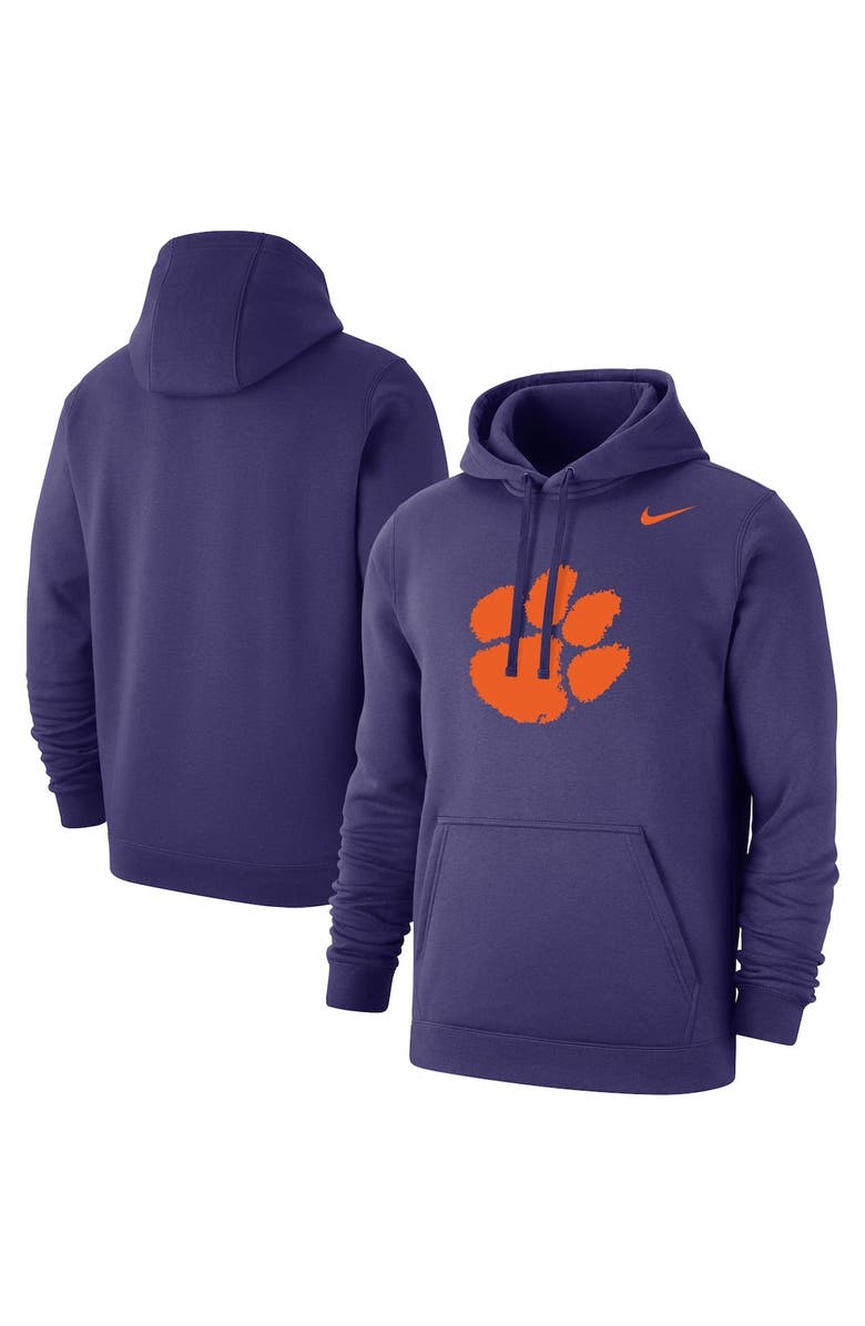Nike Men's Nike Purple Clemson Tigers Logo Club Pullover Hoodie, Alternate, color, 