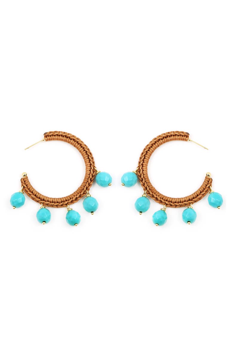 Panacea Turquoise Bead Wrapped Hoop Earrings, Main, color, Turquoise