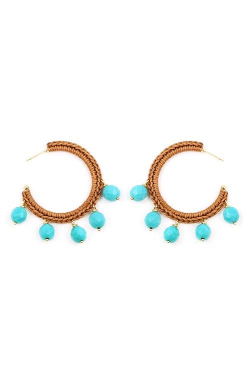 Panacea Turquoise Bead Wrapped Hoop Earrings In Turquoise