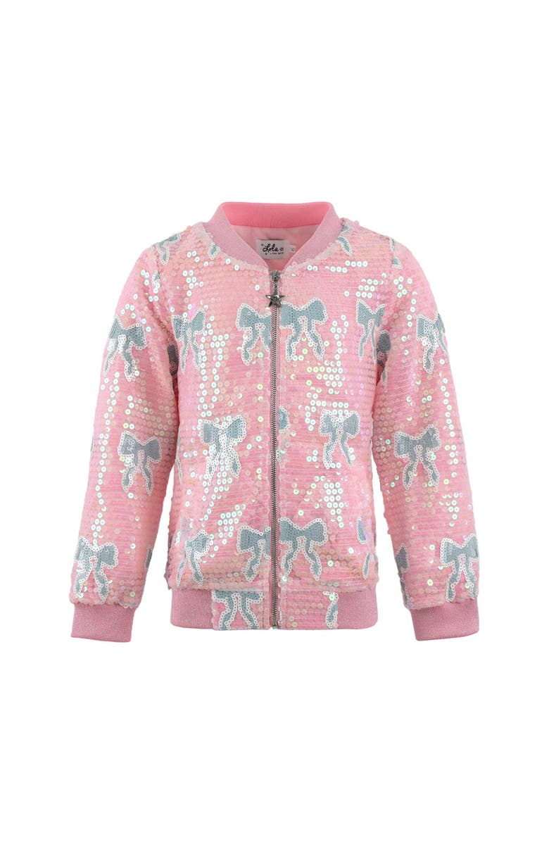 Lola + The Boys Sequin Bow Bomber, Main, color, 