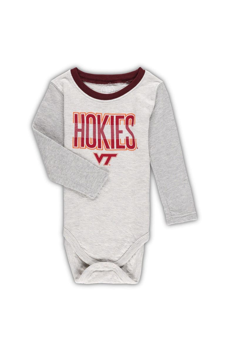 Wes & Willy Infant Wes & Willy Heather Gray Virginia Tech Hokies Jie Jie Long Sleeve Bodysuit & Pants Set, Alternate, color, Heather Gray