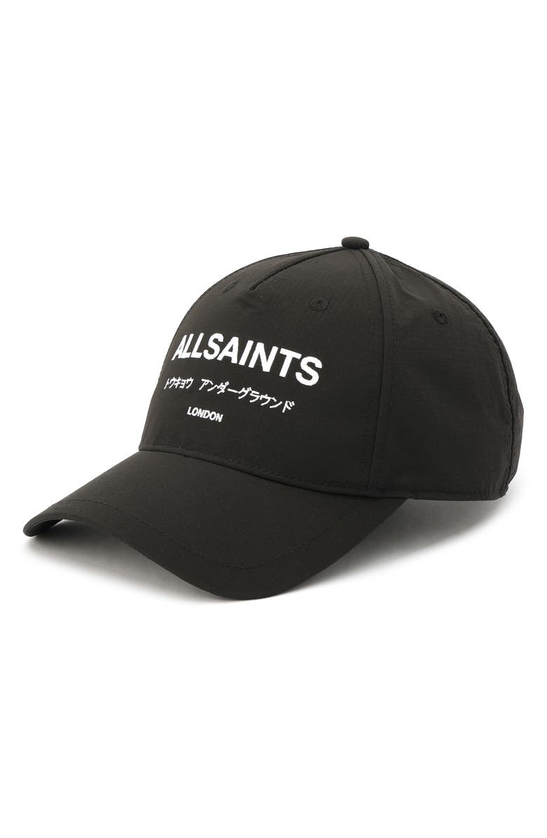 AllSaints Underground Logo Adjustable Ripstop Baseball Cap, Main, color, 