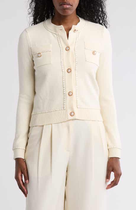BY DESIGN Casey Faux Pearl Button Cardigan