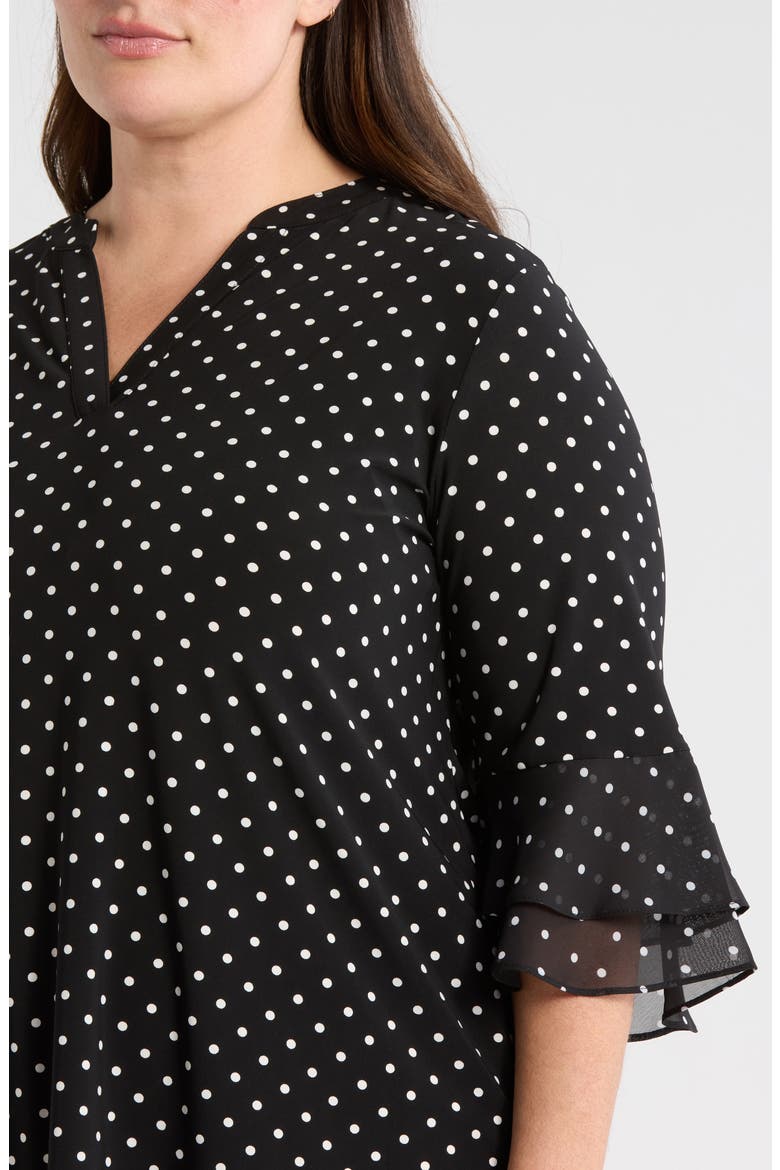 Flutter Sleeve Top, Alternate, color, BLACK/ VANILLA ICE