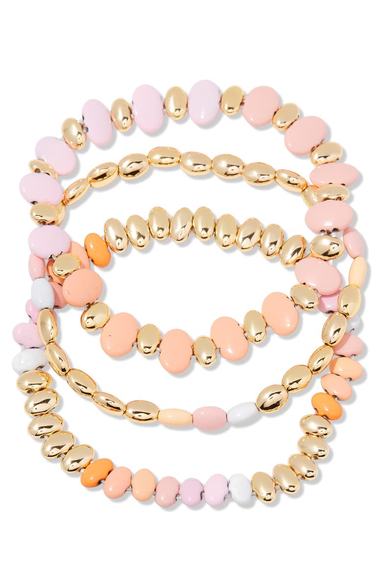 Brook and York Monterey Set of 3 Beaded Bracelets, Main, color, Gold/ Pink