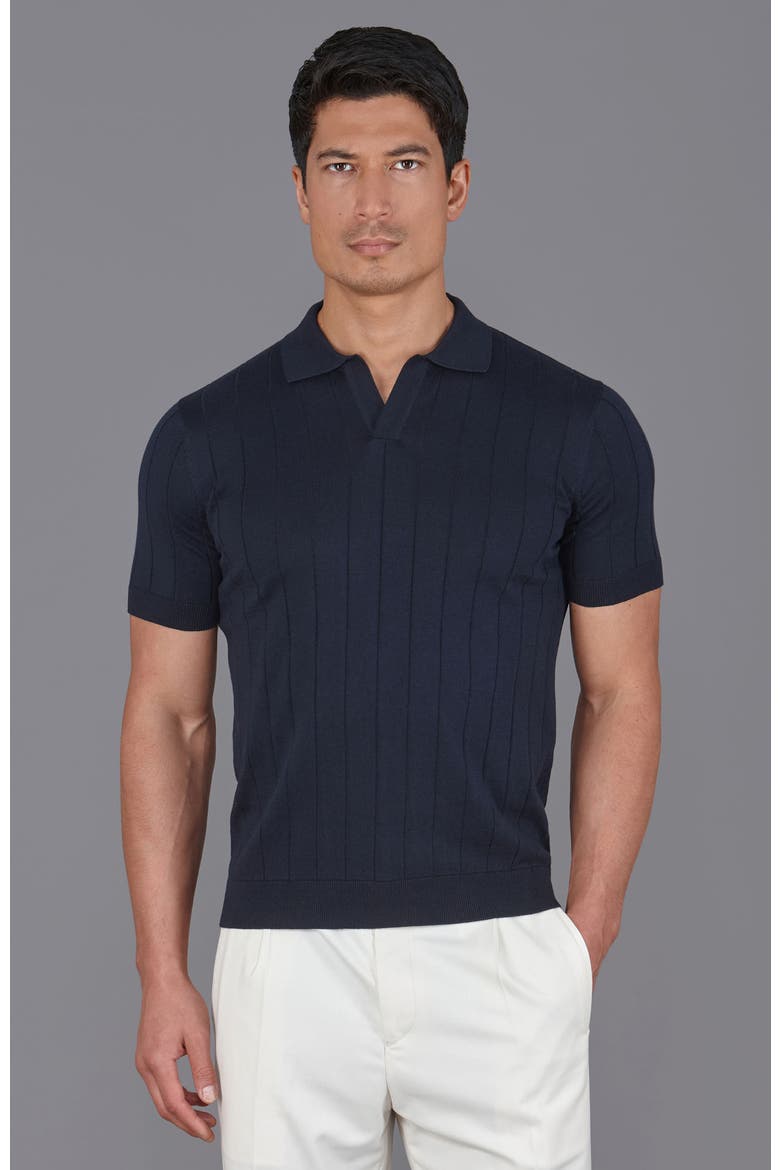 Cotton Selection Buttonless Polo Shirt, Main, color, Navy