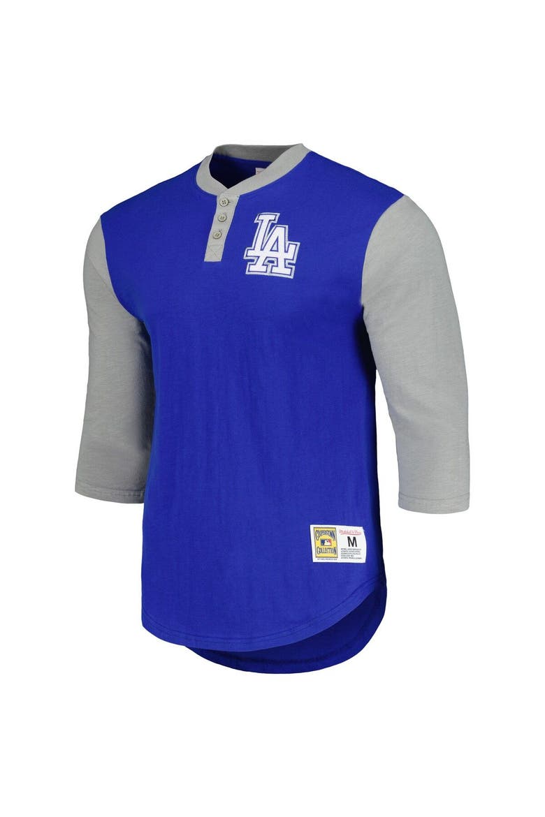Men's Mitchell & Ness Royal Los Angeles Dodgers Cooperstown Collection Legendary Slub Henley 3/4-Sleeve T-Shirt, Alternate, color, Royal