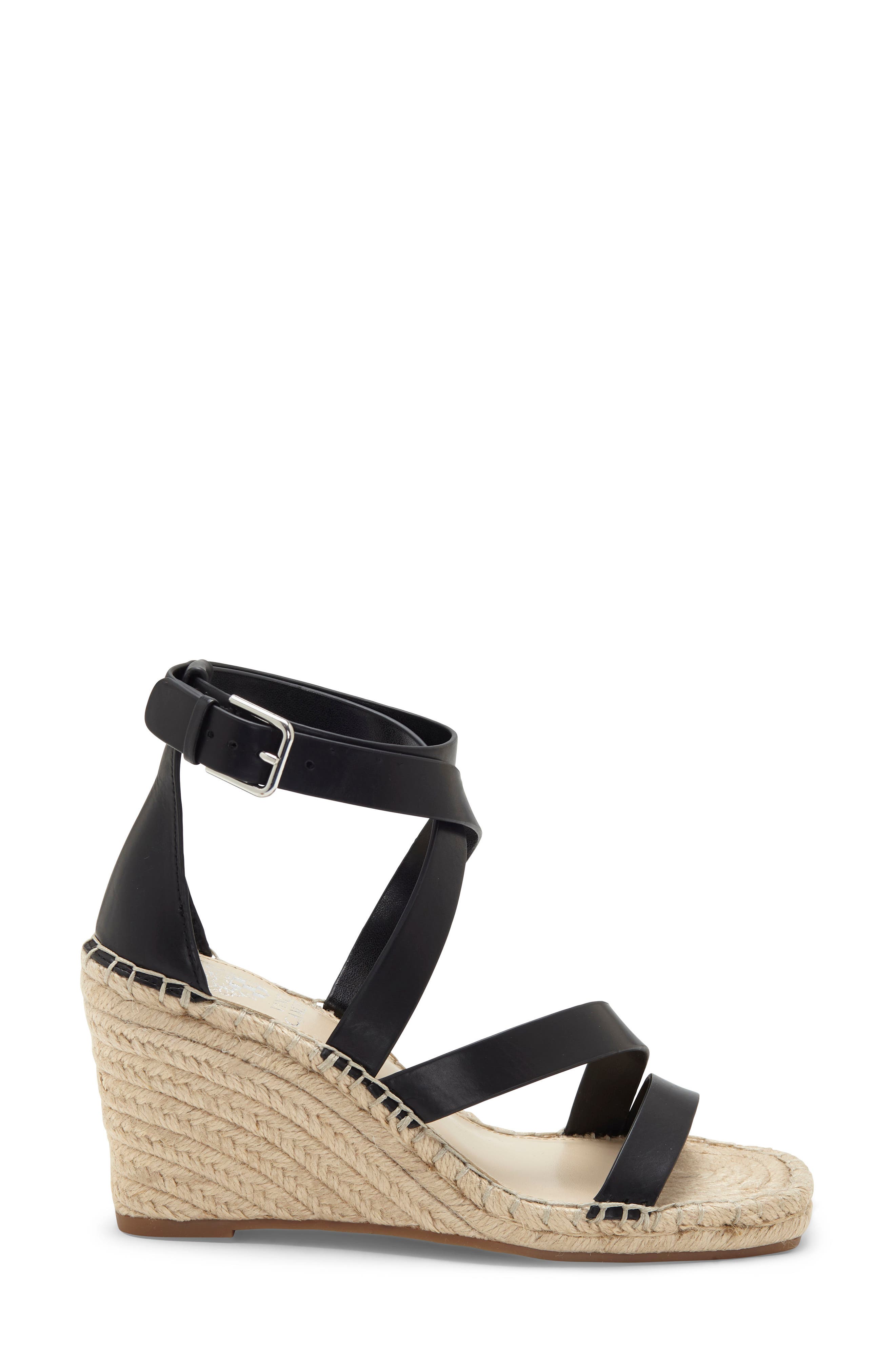 Mesteria Ankle Strap Espadrille Wedge Sandal, Alternate, color, BLACK LEATHER