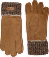 UGG® Sheepskin Genuine Shearling & Knit Cuff Gloves