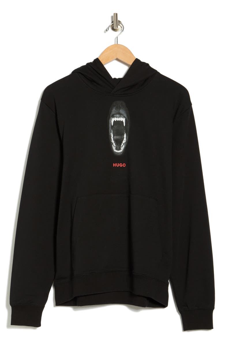 HUGO Dartchon Graphic Hoodie, Alternate, color, Black