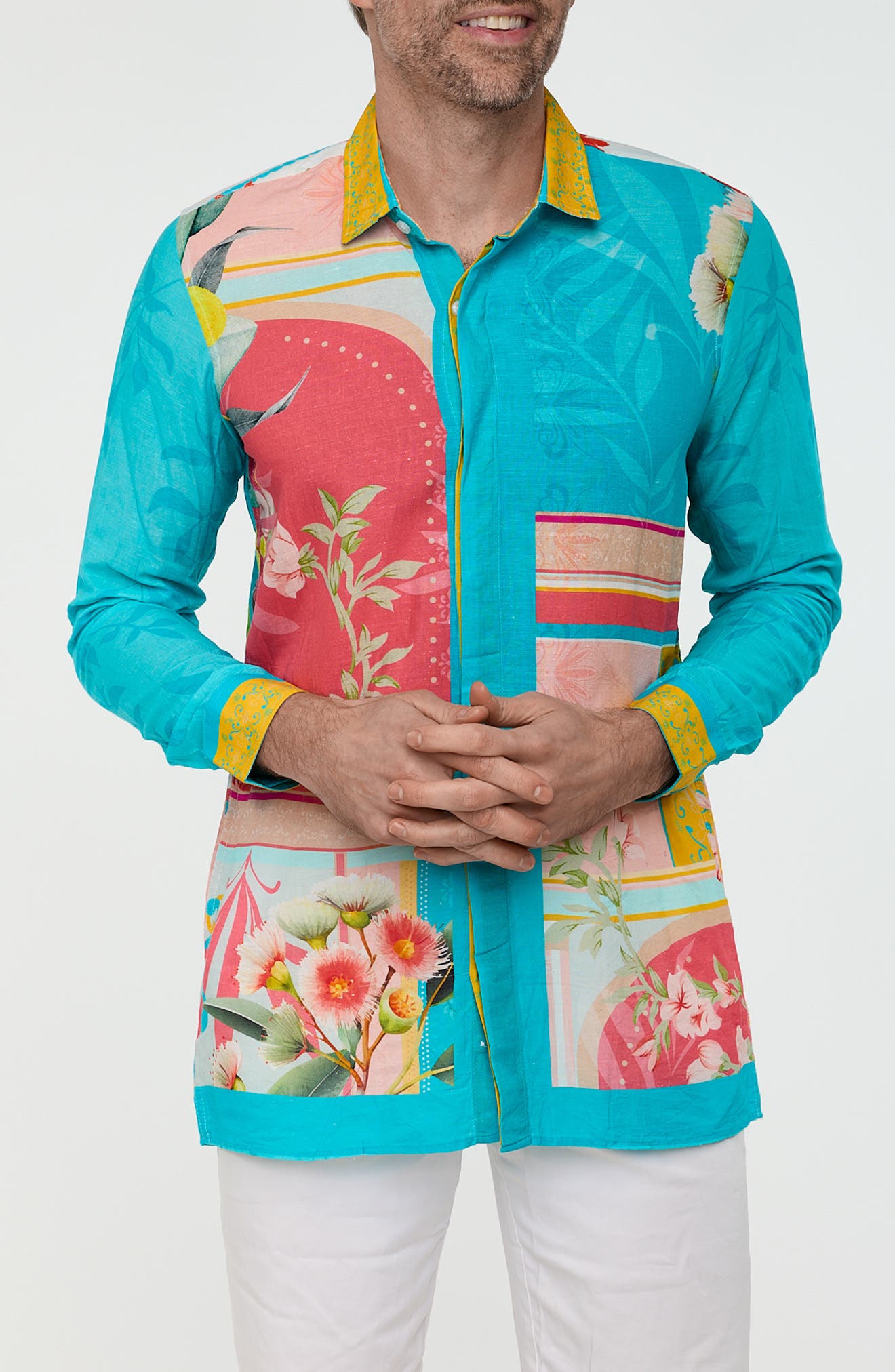 RANEES Tropical Button-Up Resort Shirt