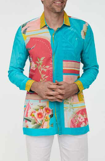 RANEES Tropical Pastel Button-Up Resort Shirt