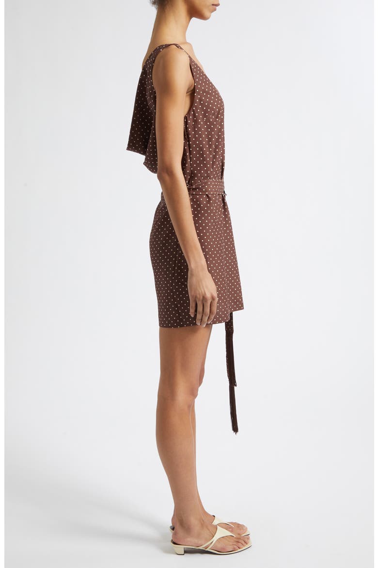 Evie Polka Dot Cowl Back Sheath Minidress, Alternate, color, CHOCOLATE VANILLA