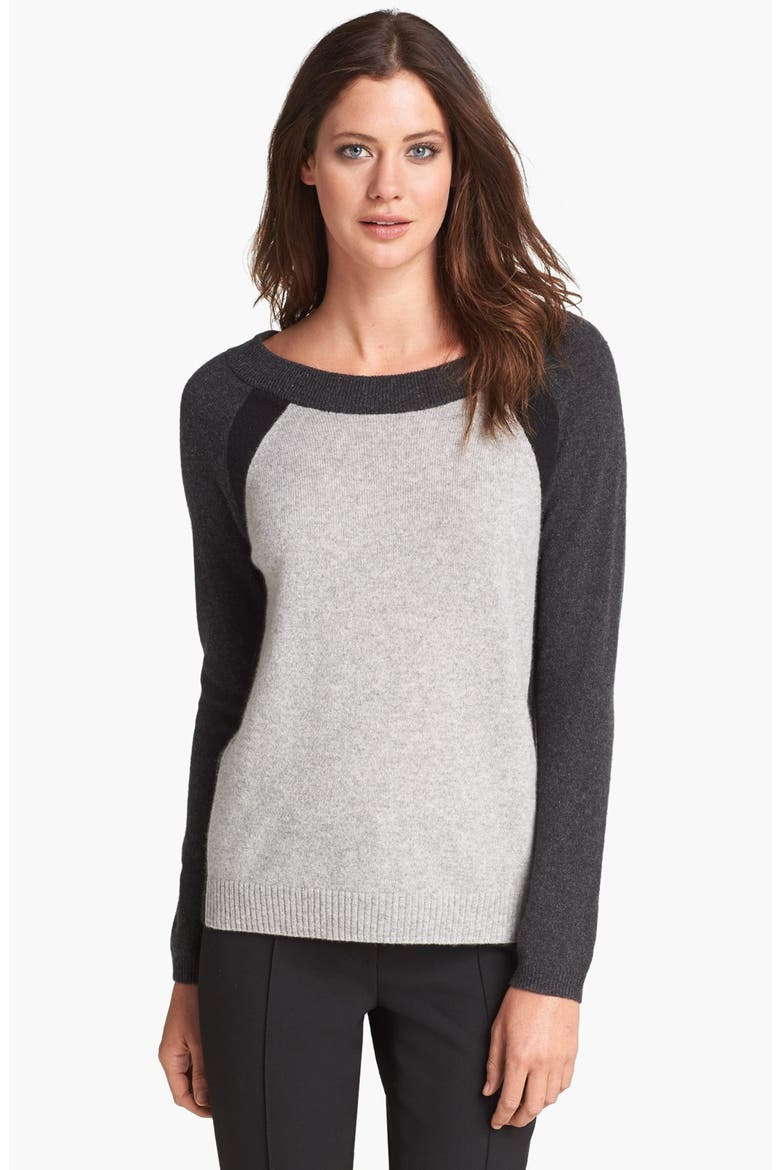 Colorblock Cashmere Sweater, Main, color, BLACK COMBO