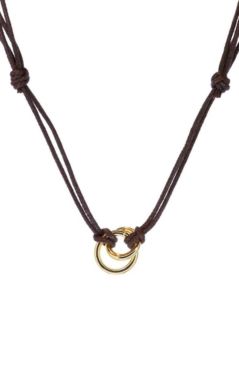MARLYN SCHIFF Oakley Faux Leather Cord Pendant Necklace, Main, color, Gold