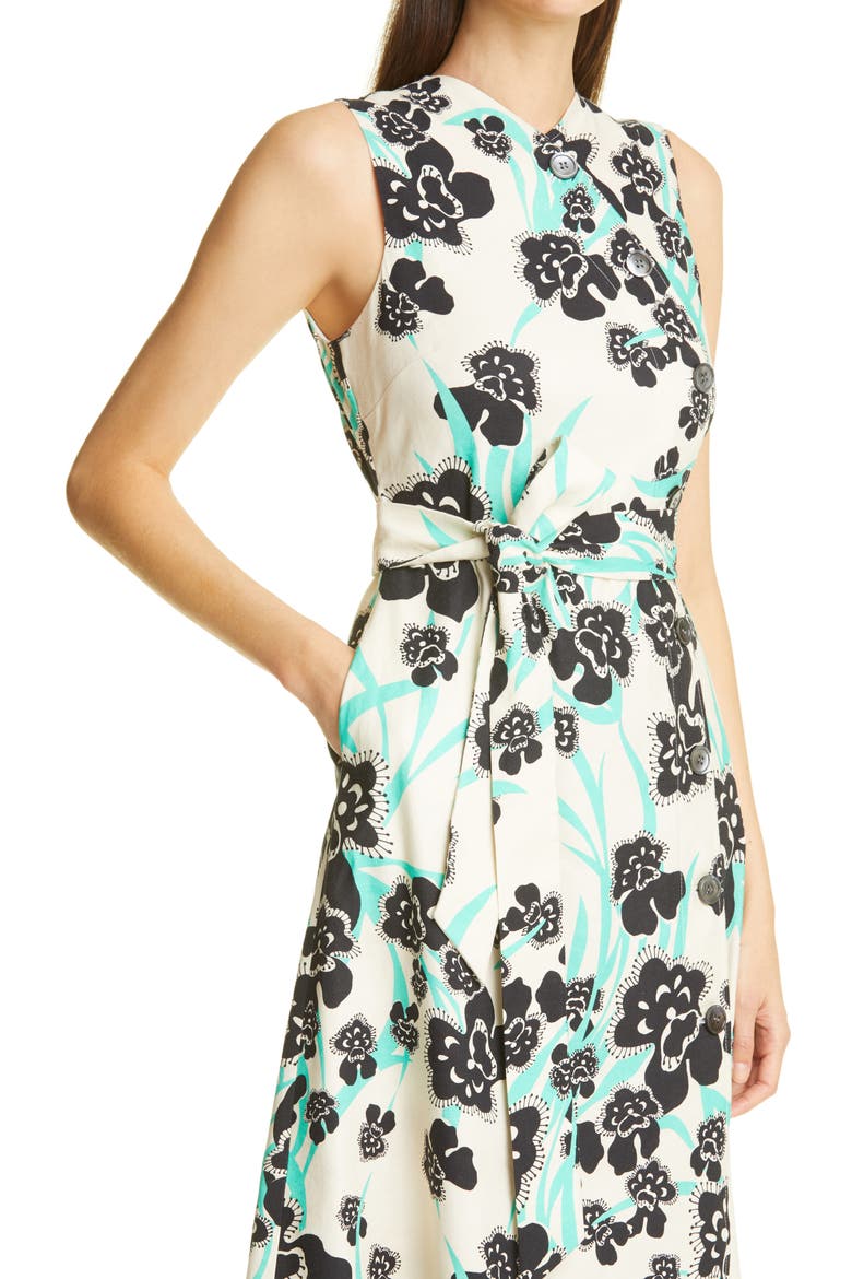 Belted Stretch Twill A-Line Dress, Alternate, color, CHAMOMILE MULTI CHMT
