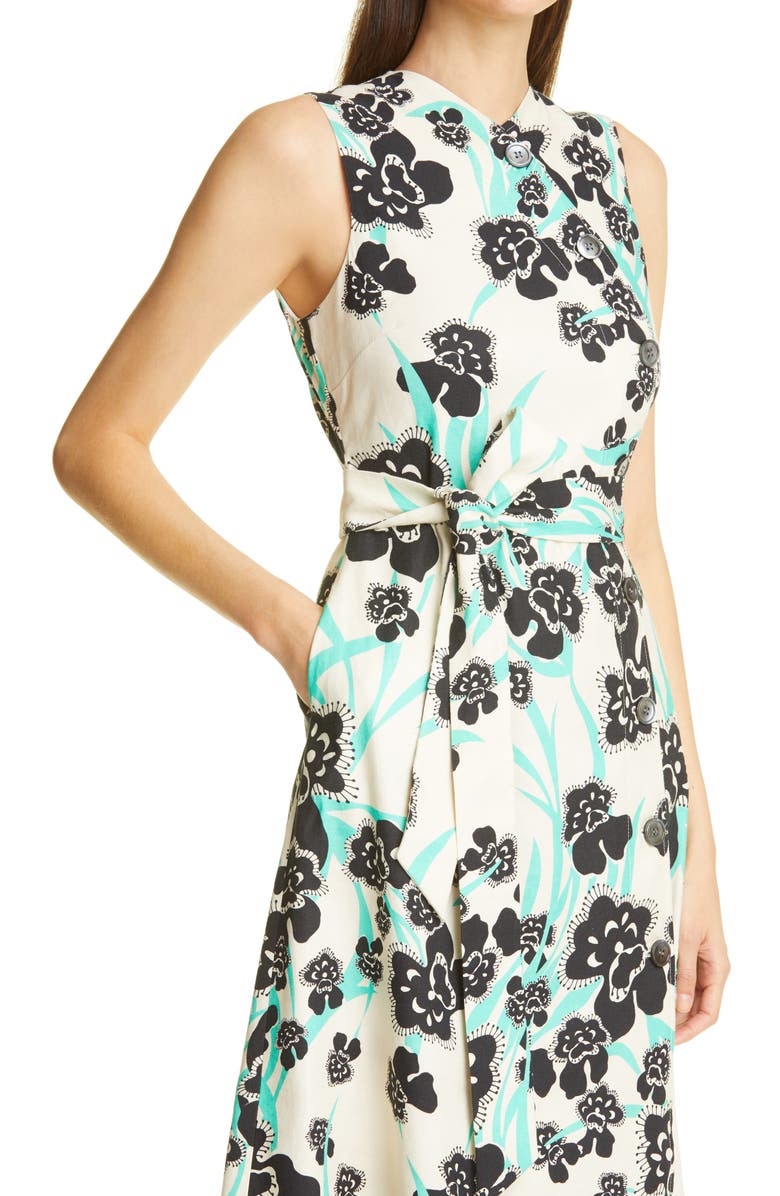 St. John Collection Belted Stretch Twill A-Line Dress, Alternate, color, 