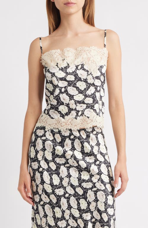 Doen Loure Lace-trimmed Floral-print Silk-satin Camisole In Multi