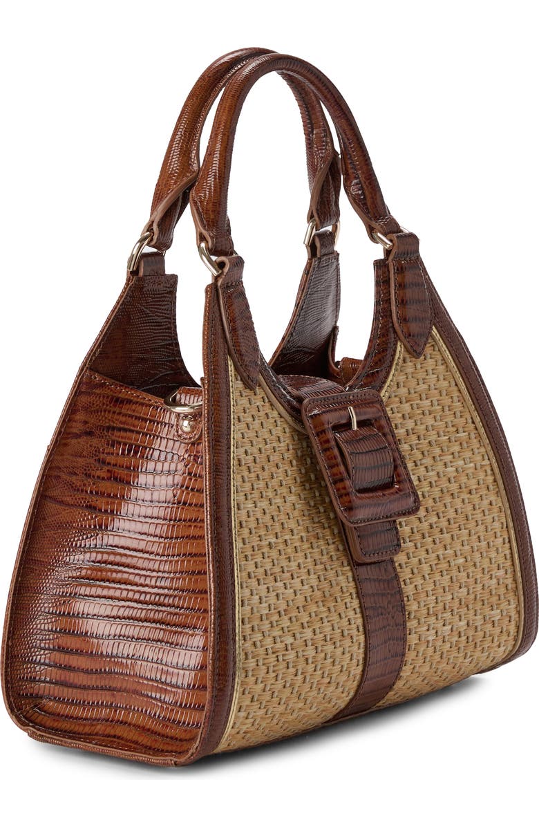 Brahmin Adrian Raffia & Croc Embossed Leather Shoulder Bag, Alternate, color,