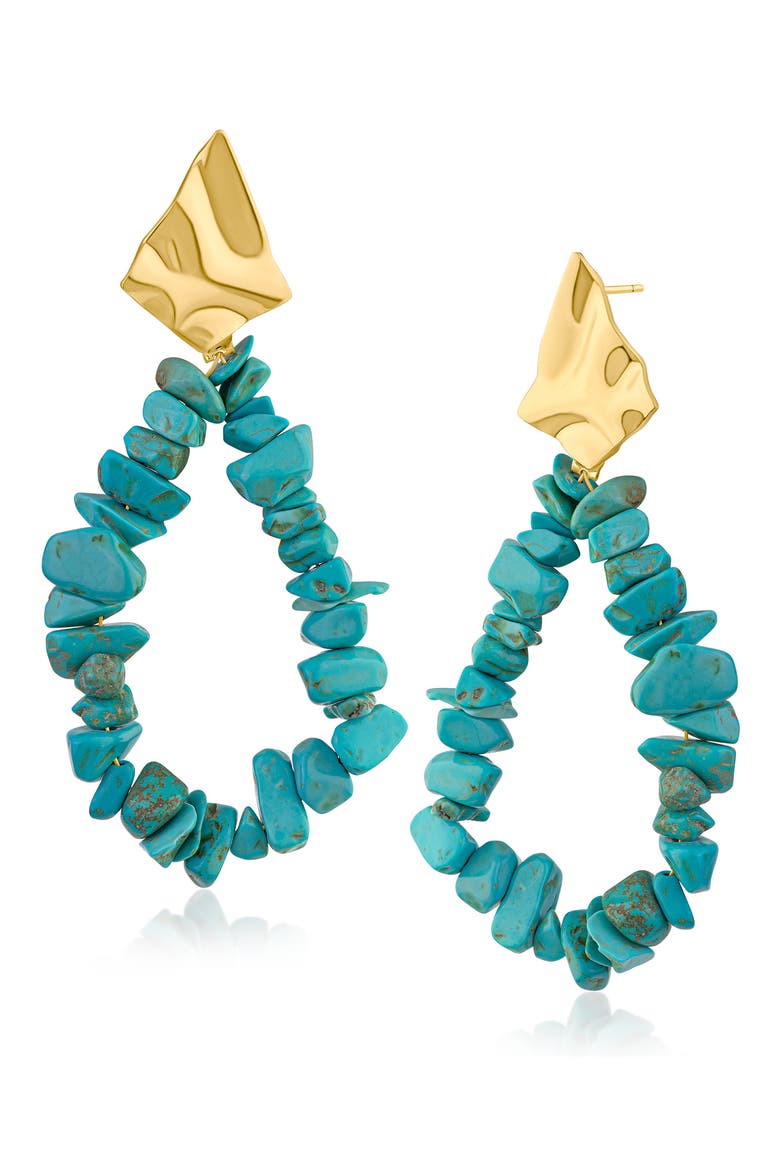 Slice Faux Turquoise Drop Earrings (Nordstrom Exclusive), Main, color, TURQ/ GOLD