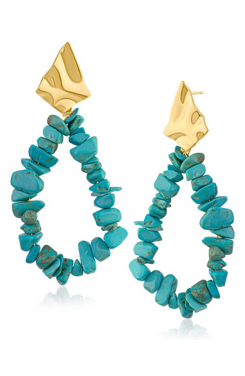 Slice Faux Turquoise Drop Earrings