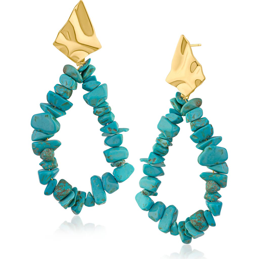Jardin Slice Faux Turquoise Drop Earrings In Turq/gold