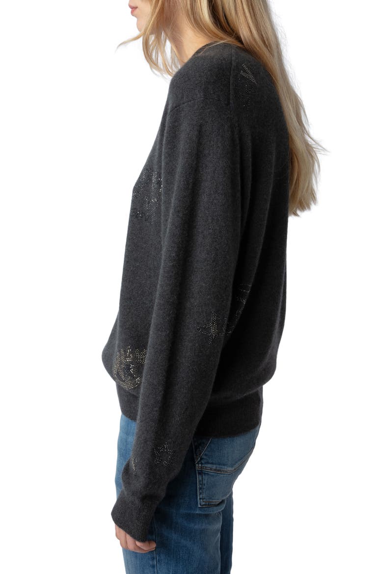 Bead Detail Cashmere Sweater, Alternate, color, KAKI SLATE